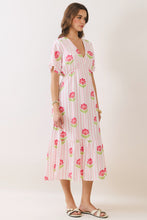 Load image into Gallery viewer, NEWEST ARRIVAL *PREORDER 4/1* Pink Floral Striped Midi Dress
