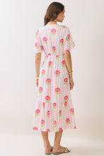 Load image into Gallery viewer, NEWEST ARRIVAL *PREORDER 4/1* Pink Floral Striped Midi Dress
