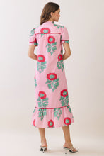 Load image into Gallery viewer, NEWEST ARRIVAL Pink Floral Mandarin Collar Midi Dress
