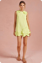 Load image into Gallery viewer, NEWEST ARRIVAL Chartreuse Green 3D Floral Applique Sleeveless Shift Dress
