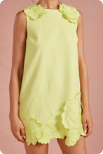 Load image into Gallery viewer, NEWEST ARRIVAL Chartreuse Green 3D Floral Applique Sleeveless Shift Dress

