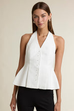 Load image into Gallery viewer, NEWEST ARRIVAL White Button Front Halter Top
