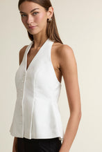 Load image into Gallery viewer, NEWEST ARRIVAL White Button Front Halter Top
