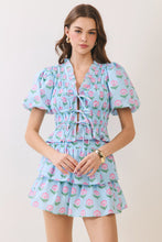 Load image into Gallery viewer, NEWEST ARRIVAL Blue/Pink Floral Smocked Ruffle Skirt Set
