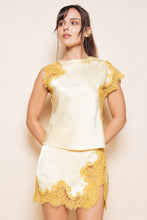 Load image into Gallery viewer, NEWEST ARRIVAL Yellow/Gold Lace Satin Mini Skirt Set
