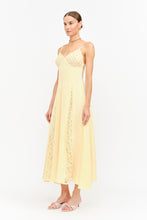 Load image into Gallery viewer, NEWEST ARRIVAL Butter Yellow Mixed Media Lace Midi Dress
