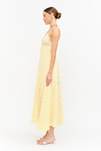 Load image into Gallery viewer, NEWEST ARRIVAL Butter Yellow Mixed Media Lace Midi Dress
