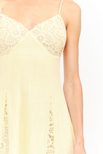 Load image into Gallery viewer, NEWEST ARRIVAL Butter Yellow Mixed Media Lace Midi Dress
