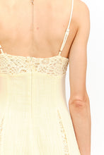 Load image into Gallery viewer, NEWEST ARRIVAL Butter Yellow Mixed Media Lace Midi Dress
