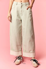 Load image into Gallery viewer, NEWEST ARRIVAL Sage Green Gingham Barrel Jeans
