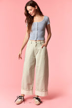 Load image into Gallery viewer, NEWEST ARRIVAL Sage Green Gingham Barrel Jeans
