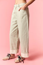 Load image into Gallery viewer, NEWEST ARRIVAL Sage Green Gingham Barrel Jeans
