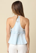Load image into Gallery viewer, NEWEST ARRIVAL Blue Embroidered Floral Ruffle Top
