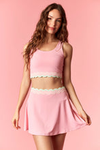 Load image into Gallery viewer, NEWEST ARRIVAL Pink Scallop Trim Athletic Skort Set
