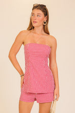 Load image into Gallery viewer, NEWEST ARRIVAL Red Gingham Strapless Shorts Set
