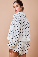 Load image into Gallery viewer, NEWEST ARRIVAL White/Black Polka Dot Sweater Shorts Set
