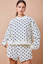 Load image into Gallery viewer, NEWEST ARRIVAL White/Black Polka Dot Sweater Shorts Set

