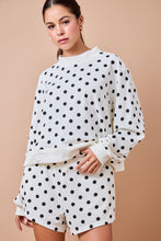 Load image into Gallery viewer, NEWEST ARRIVAL White/Black Polka Dot Sweater Shorts Set
