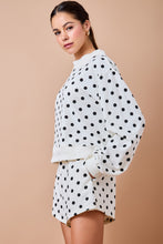 Load image into Gallery viewer, NEWEST ARRIVAL White/Black Polka Dot Sweater Shorts Set
