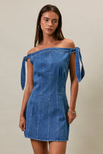 Load image into Gallery viewer, NEWEST ARRIVAL *PREORDER 5/30* Denim Off Shoulder Denim Dress
