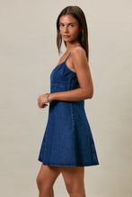 Load image into Gallery viewer, NEWEST ARRIVAL Dark Denim Cami Mini Dress
