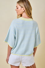 Load image into Gallery viewer, NEWEST ARRIVAL Blue/Yellow Striped Henley Knit Top
