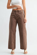 Load image into Gallery viewer, NEWEST ARRIVAL Brown Denim Crop Barrel Jeans
