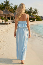 Load image into Gallery viewer, NEWEST ARRIVAL Baby Blue Ruffle Bust Contrast Maxi Dress
