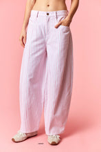 Load image into Gallery viewer, NEWEST ARRIVAL Pink Striped Barrel Jeans
