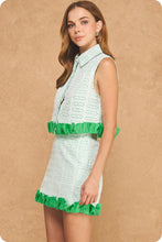 Load image into Gallery viewer, LAST ONE White/Green Eyelet Mini Skirt Set
