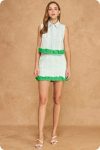 Load image into Gallery viewer, LAST ONE White/Green Eyelet Mini Skirt Set
