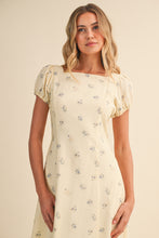 Load image into Gallery viewer, NEWEST ARRIVAL Butter Yellow Floral Open Back Midi Dress

