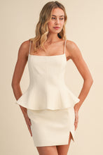 Load image into Gallery viewer, NEWEST ARRIVAL Cream Peplum Mini Skirt Set
