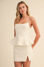 Load image into Gallery viewer, NEWEST ARRIVAL Cream Peplum Mini Skirt Set
