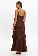 Load image into Gallery viewer, NEWEST ARRIVAL Chocolate Brown Tiered Layered Maxi Dress
