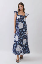 Load image into Gallery viewer, NEWEST ARRIVAL Navy Bold Flower Maxi Dress

