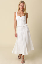 Load image into Gallery viewer, NEWEST ARRIVAL White Eyelet Midi Skirt Set
