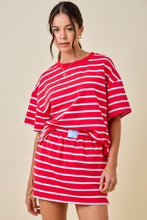 Load image into Gallery viewer, NEWEST ARRIVAL Red/Blue Striped Comfy Skirt Set
