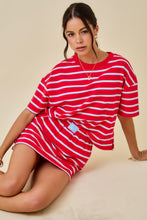Load image into Gallery viewer, NEWEST ARRIVAL Red/Blue Striped Comfy Skirt Set
