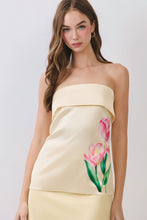 Load image into Gallery viewer, NEWEST ARRIVAL Satin Yellow Tulip Strapless Top

