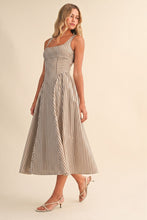 Load image into Gallery viewer, NEWEST ARRIVAL Cream/Brown Fit and Flare Midi Dress
