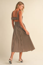 Load image into Gallery viewer, NEWEST ARRIVAL Brown/Cream Fit and Flare Midi Dress
