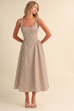 Load image into Gallery viewer, NEWEST ARRIVAL Cream/Brown Fit and Flare Midi Dress
