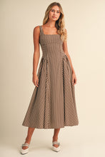 Load image into Gallery viewer, NEWEST ARRIVAL Brown/Cream Fit and Flare Midi Dress
