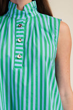 Load image into Gallery viewer, NEWEST ARRIVAL Blue/Green Striped Mock Neck Midi Dress
