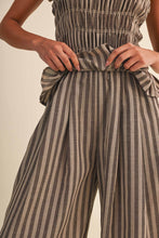 Load image into Gallery viewer, NEWEST ARRIVAL Brown Smocked Peplum Jumpsuit
