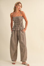 Load image into Gallery viewer, NEWEST ARRIVAL Brown Smocked Peplum Jumpsuit
