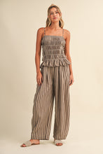 Load image into Gallery viewer, NEWEST ARRIVAL Brown Smocked Peplum Jumpsuit

