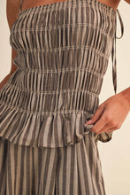 Load image into Gallery viewer, NEWEST ARRIVAL Brown Smocked Peplum Jumpsuit
