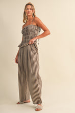 Load image into Gallery viewer, NEWEST ARRIVAL Brown Smocked Peplum Jumpsuit
